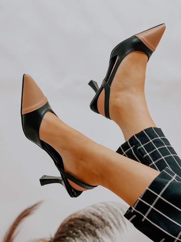 Siyah Nude Deri (Jake) Maskelet Detay Kadın Açık Stiletto