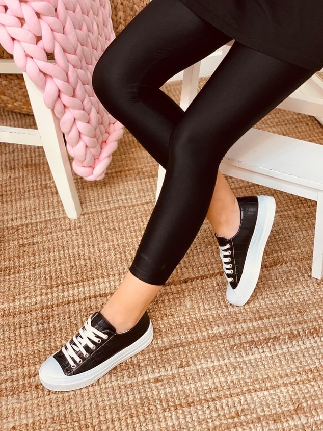 Siyah Piton (Daniel) Kadın Yüksek Tabanlı Sneakers