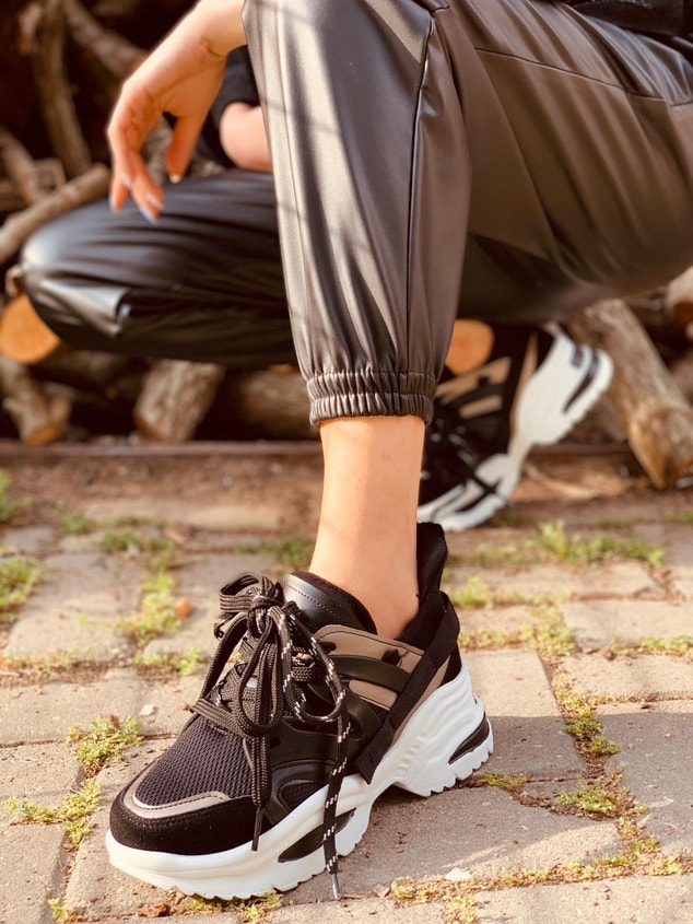 Siyah-Platin (Sentello) Kadın Spor Ayakkabı Sneakers