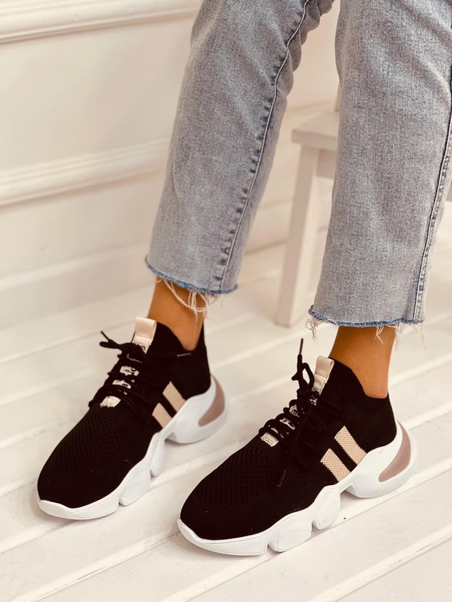 Siyah-Pudra Triko (Cool) Kadın Sneakers