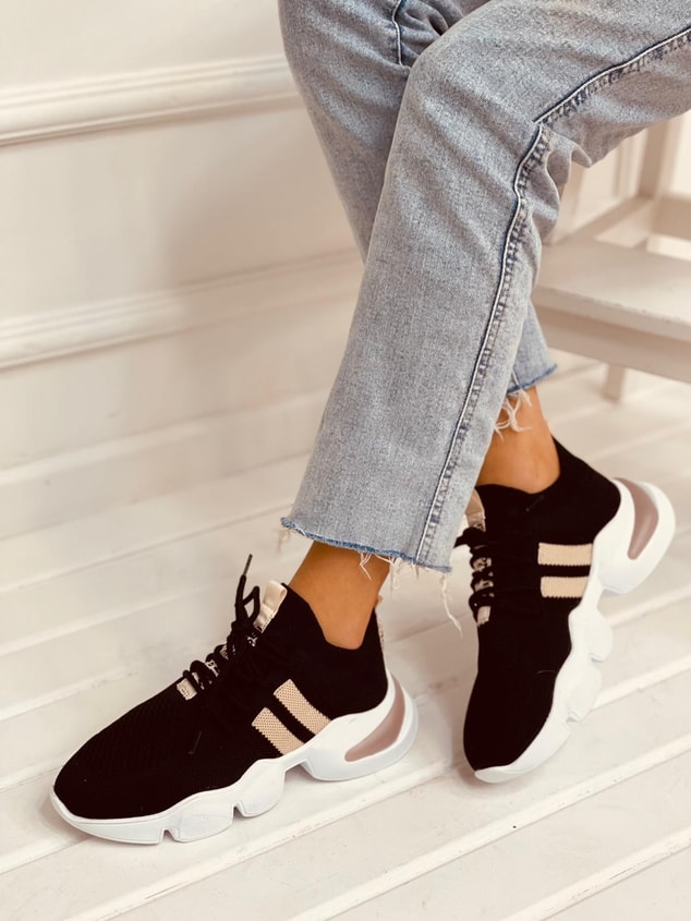 Siyah-Pudra Triko (Cool) Kadın Sneakers