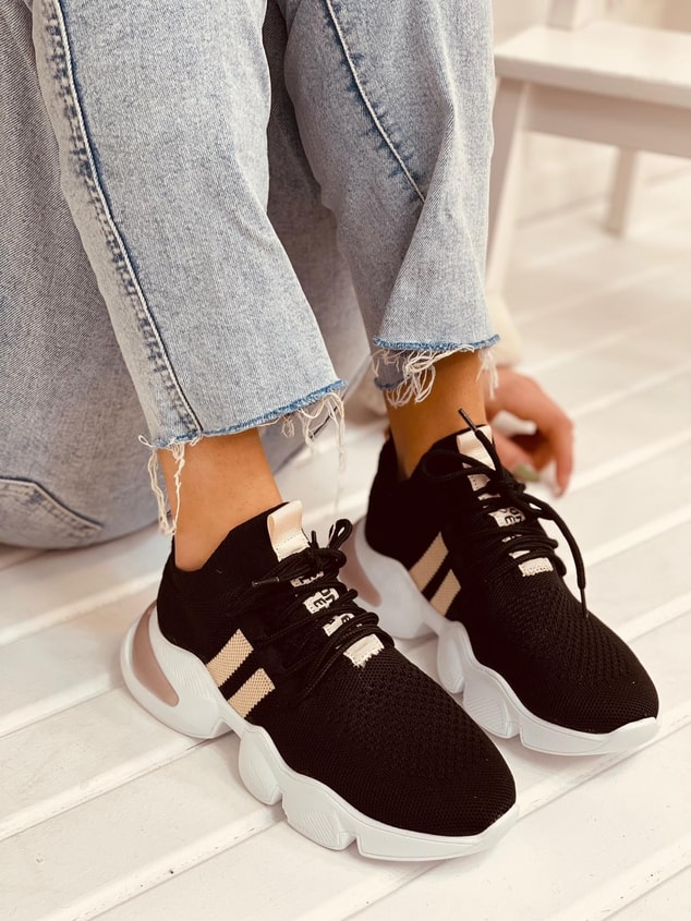 Siyah-Pudra Triko (Cool) Kadın Sneakers