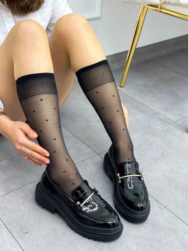 Siyah Rugan (Belt) Toka Detay Kadın Loafer
