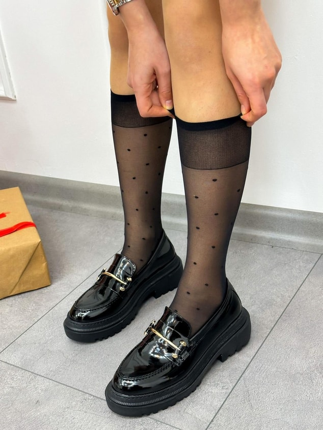 Siyah Rugan (Belt) Toka Detay Kadın Loafer