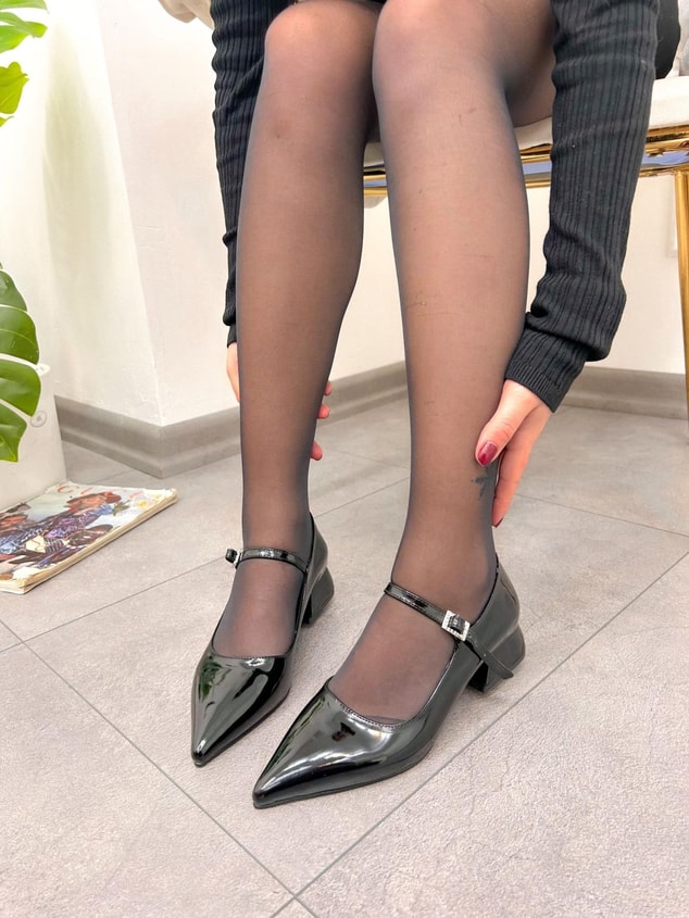 Siyah Rugan (Kylie) Kadın Topuklu Ayakkabı