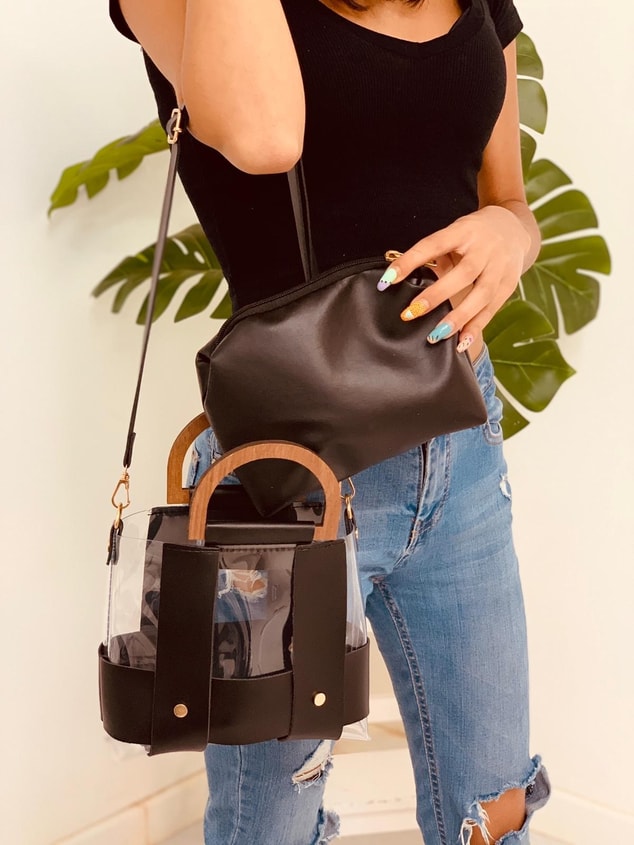 Siyah Şeffaf (Lilly) Cüzdanlı Çanta