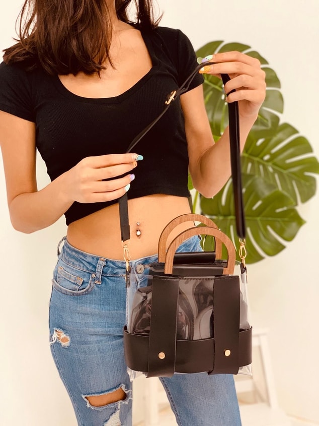 Siyah Şeffaf (Lilly) Cüzdanlı Çanta