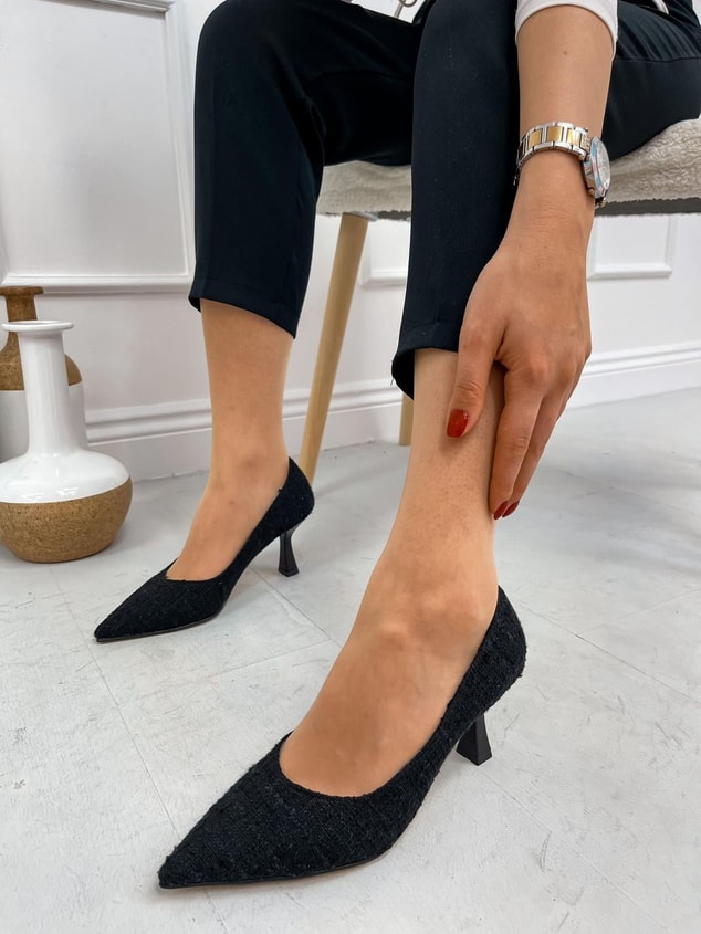 Siyah Tüvit (Freda) Kadın Stiletto