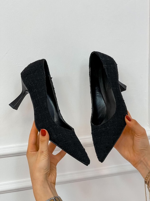 Siyah Tüvit (Freda) Kadın Stiletto
