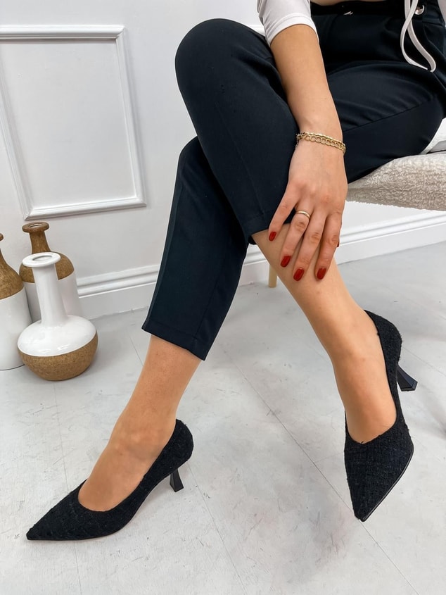 Siyah Tüvit (Freda) Kadın Stiletto
