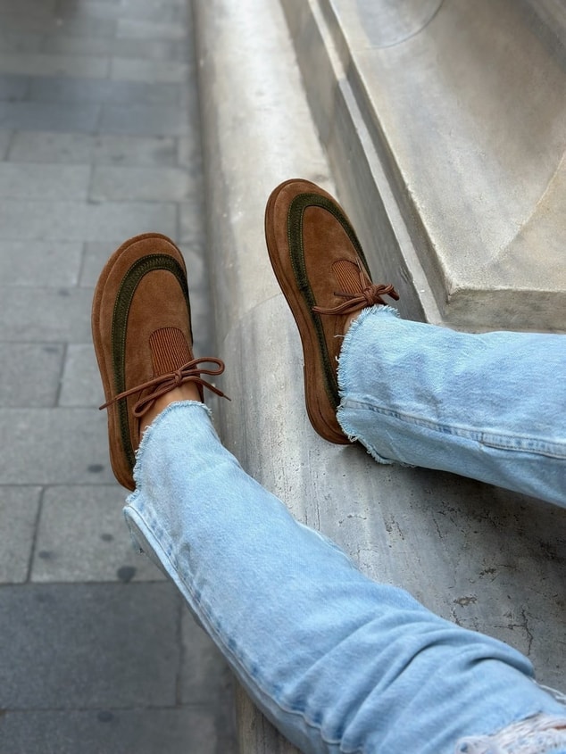 Taba Hakiki Deri (Santa) Bağcık Detay Kadın Sneakers
