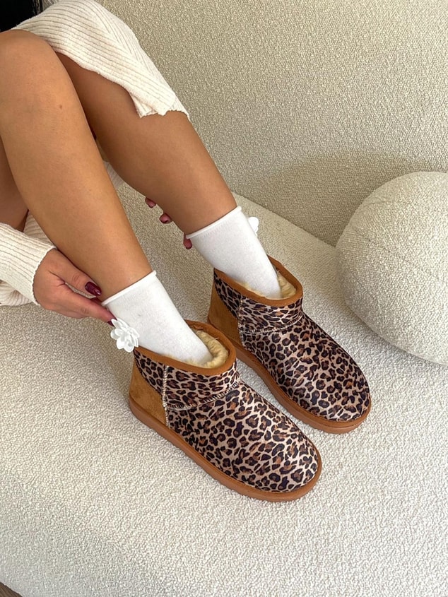 Taba Leoparlı Kar Botu (Mini) Kadın Bot