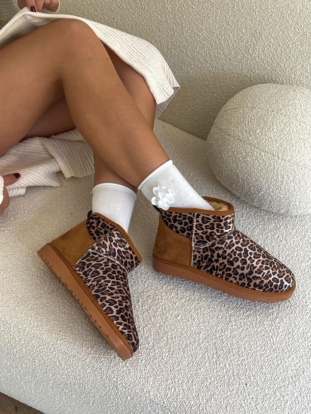 Taba Leoparlı Kar Botu (Mini) Kadın Bot