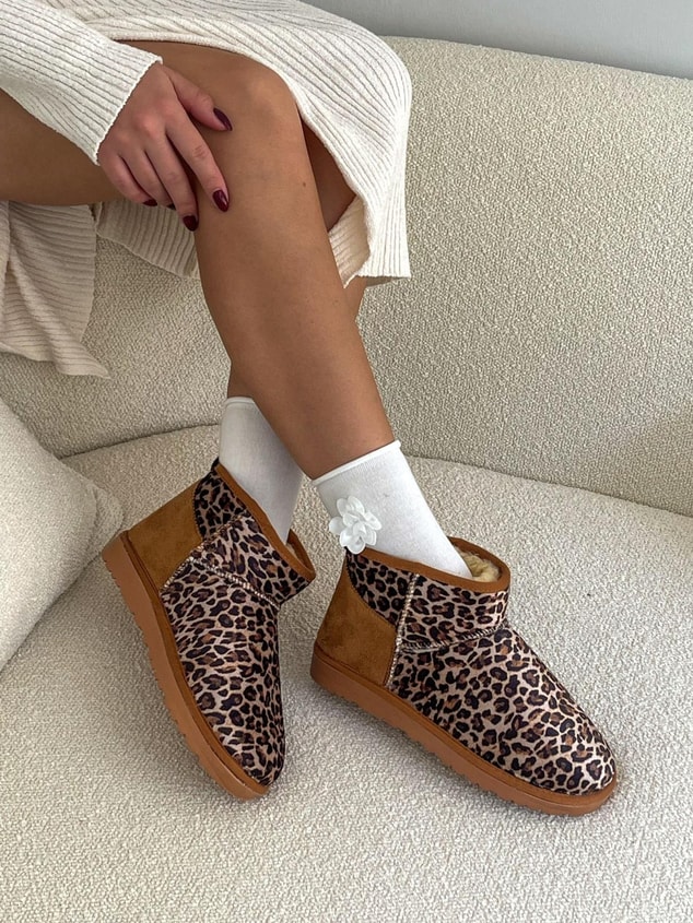 Taba Leoparlı Kar Botu (Mini) Kadın Bot
