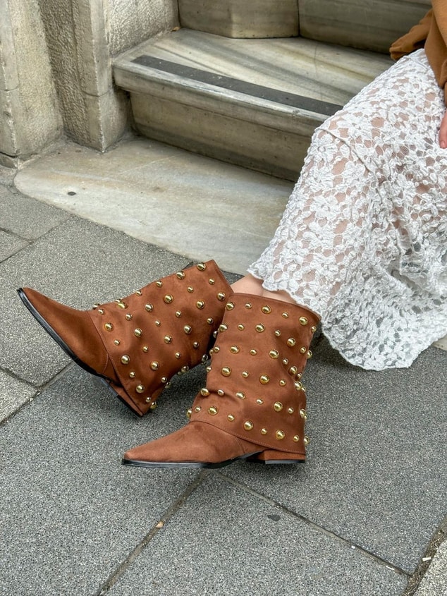 Taba Süet (Rucci) Trok Detay Kadın Çizme