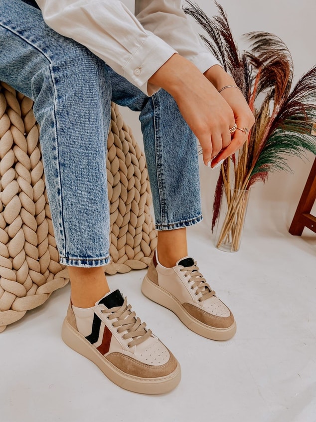 Ten Deri  (Walker) Kadın Bağcıklı Sneakers