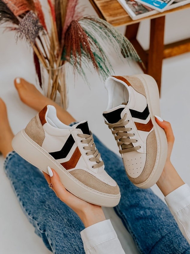 Ten Deri  (Walker) Kadın Bağcıklı Sneakers