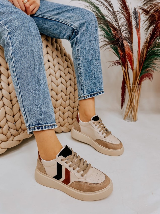 Ten Deri  (Walker) Kadın Bağcıklı Sneakers