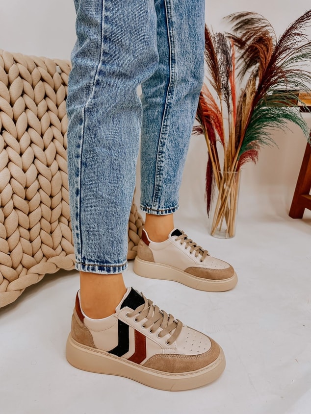 Ten Deri  (Walker) Kadın Bağcıklı Sneakers