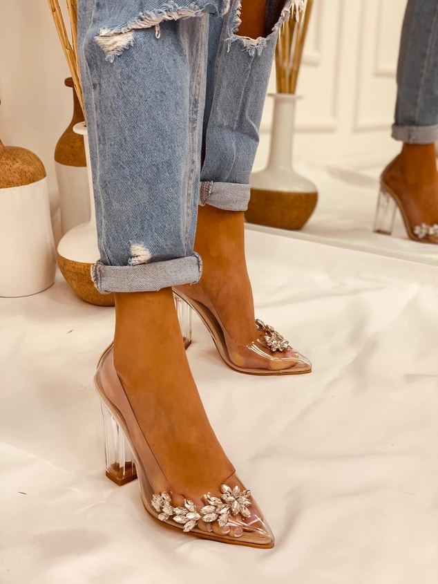 Ten Şeffaf (Silver) Büyük Numara Kadın Stiletto