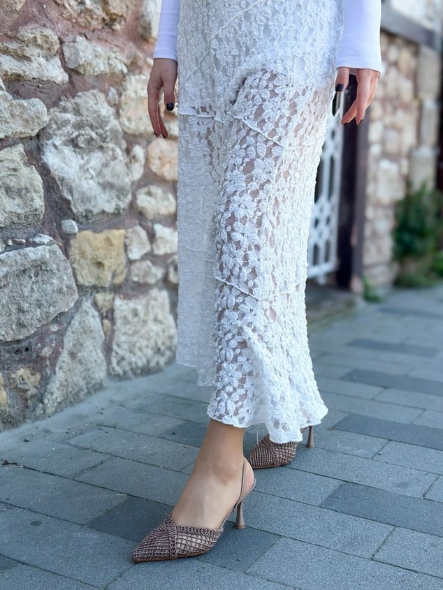 Vizon Örgü (Leay) Lastikli Kadın Stiletto
