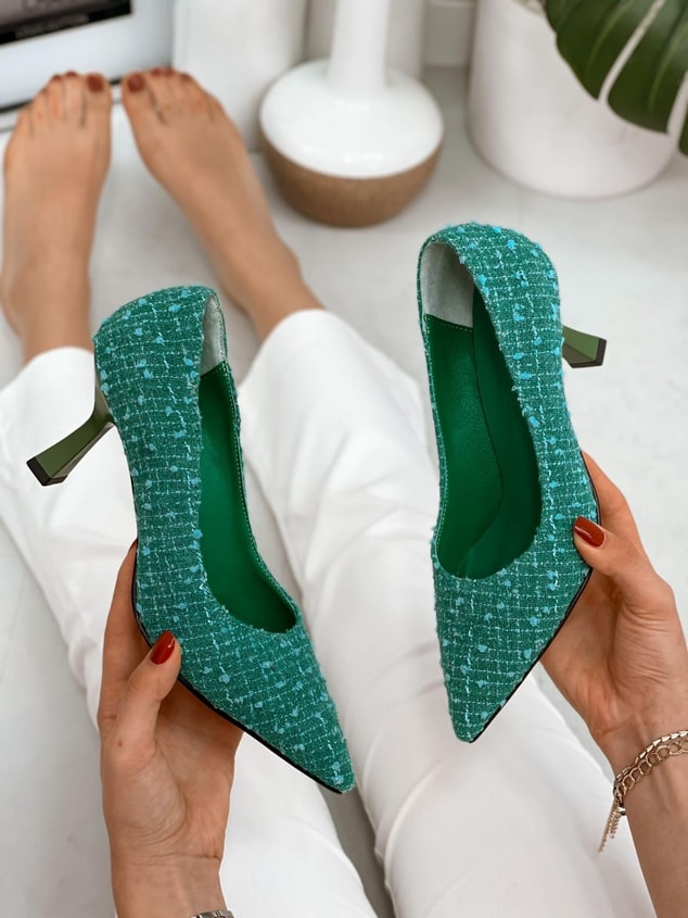 Yeşil Tüvit (Freda) Kadın Stiletto