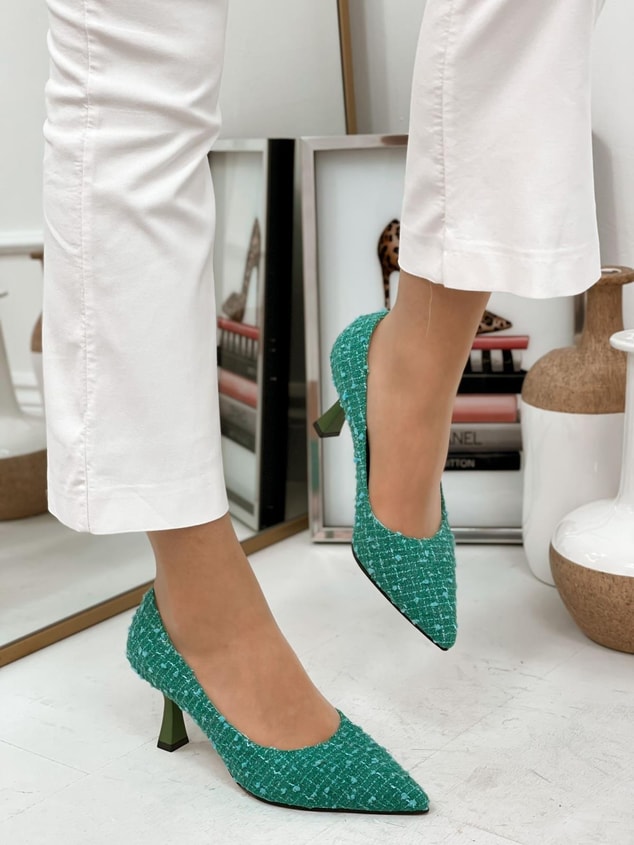Yeşil Tüvit (Freda) Kadın Stiletto