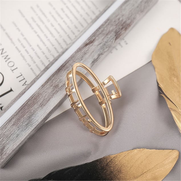 SO-MUCH Kadın Yeni Trend Metal Mandal Saç Tokası Geometrik Şekilli 5 cm.-6