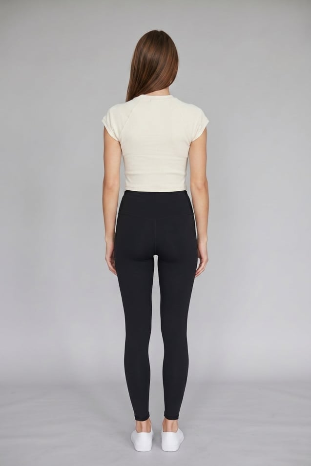 Kadın Basic Kısa Kollu Crop M4283 Bej