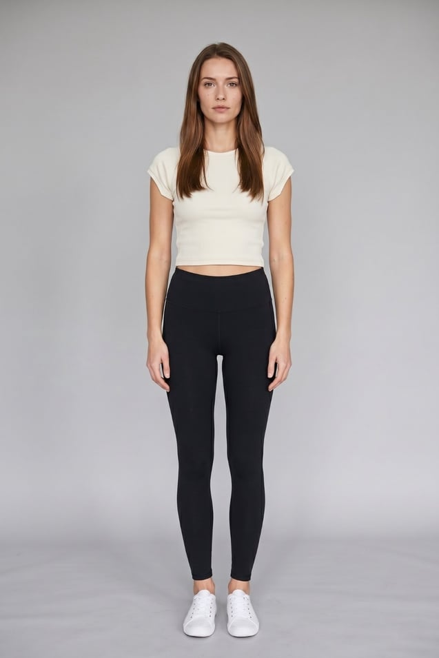 Kadın Basic Kısa Kollu Crop M4283 Bej