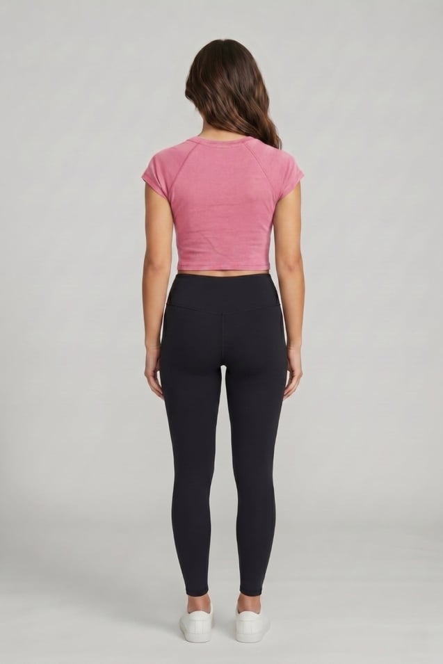 Kadın Basic Kısa Kollu Crop M4283 Pembe