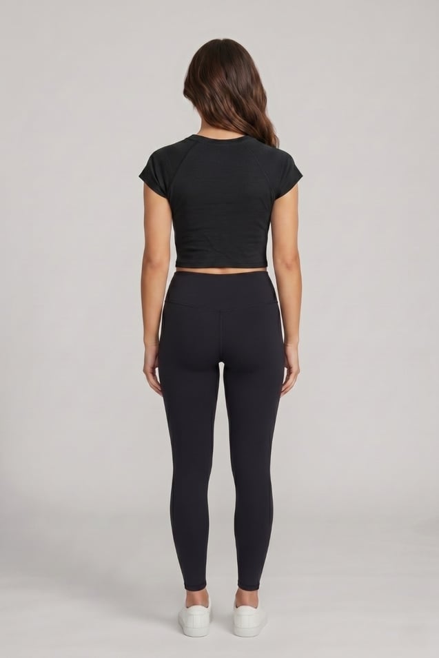 Kadın Basic Kısa Kollu Crop M4283 Siyah