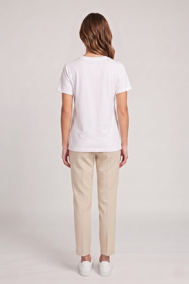 Kadın Baskılı Basic T-shirt M02028 Beyaz