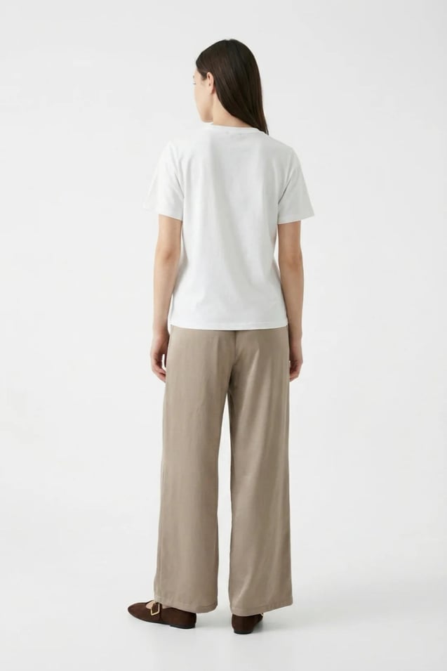 Kadın Espresso Baskılı Basic T-Shirt M1783 Beyaz