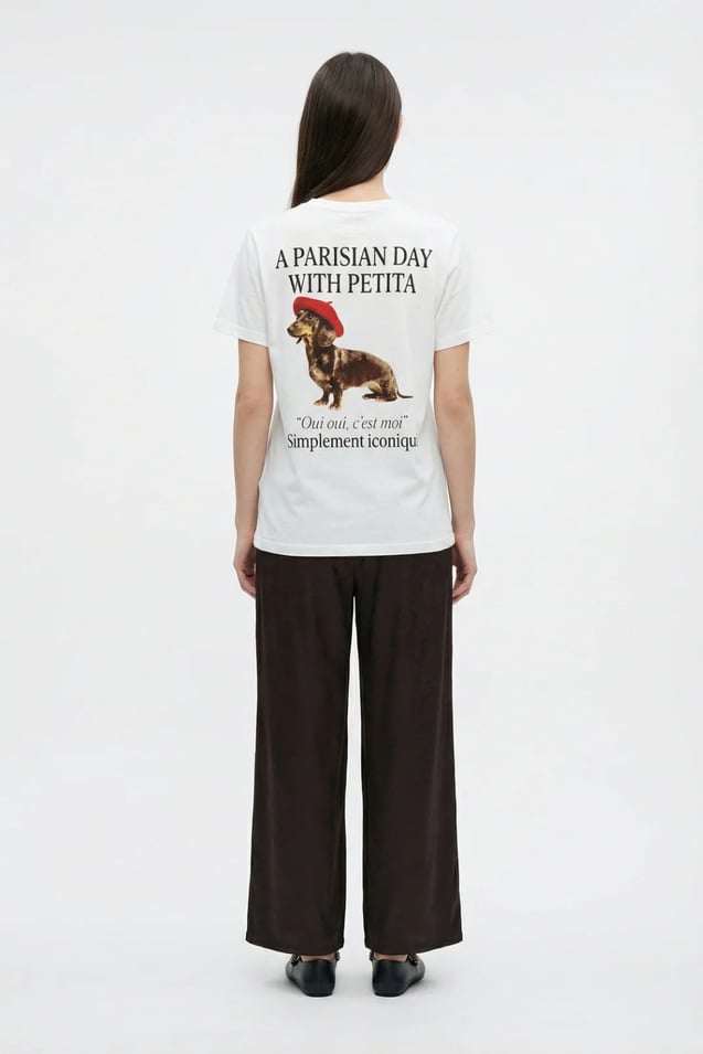 Kadın Maison Pepita Logolu Pamuklu T-Shirt M01715 Beyaz