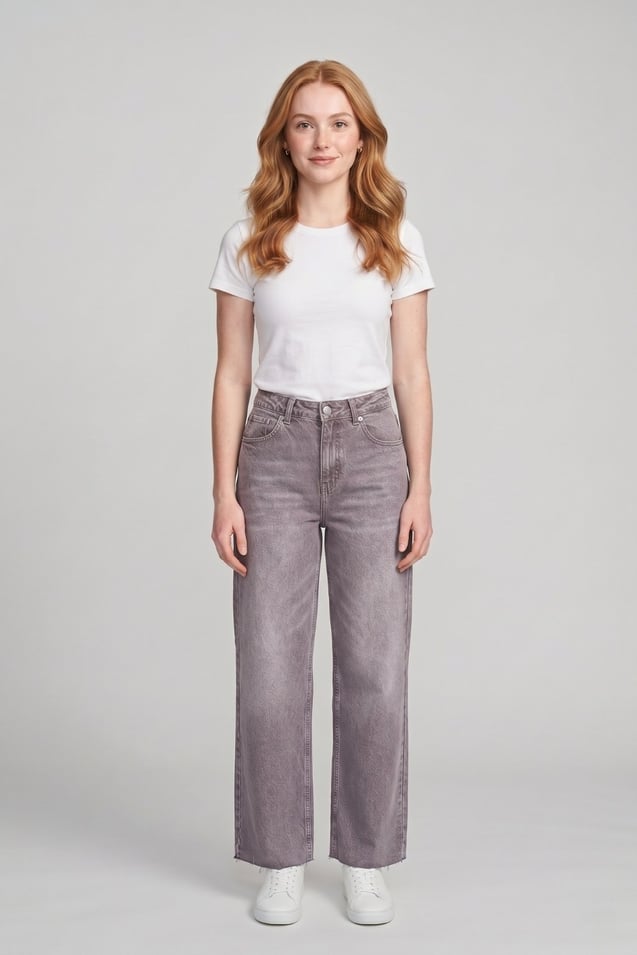 Kadın Yüksek Bel Kahverengi Straight Jean Pantolon M5236-3 Kahve