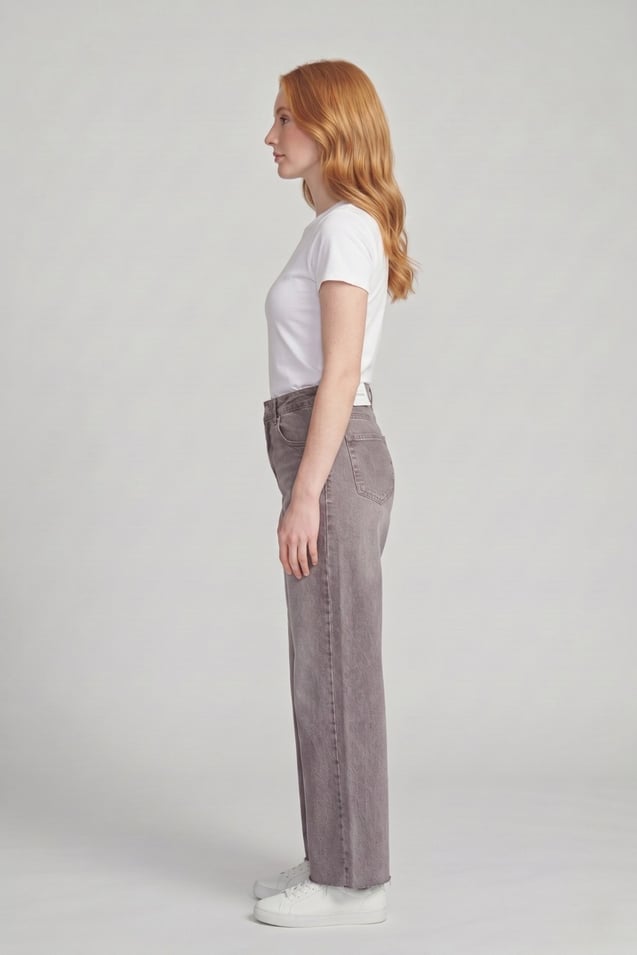 Kadın Yüksek Bel Kahverengi Straight Jean Pantolon M5236-3 Kahve