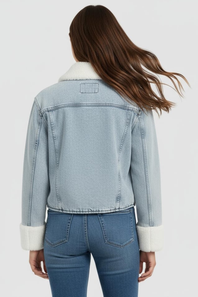 Kürklü Denim Mont M4712 Kar Yıkama