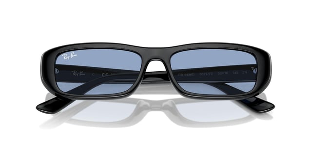 Ray-Ban siyah çerçeve ve mavi lens unisex güneş gözlüğü, modern ve zarif tasarım