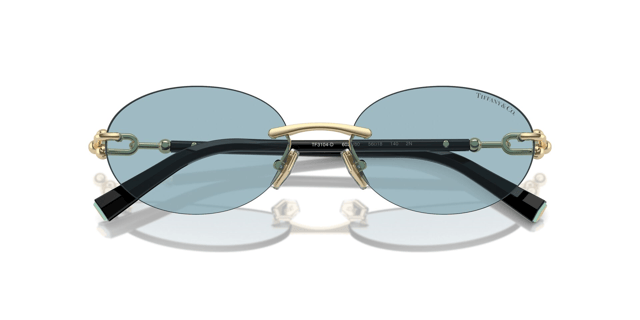 Tiffany & Co 3104-D 6021/80 56 Unisex Gold Çerçeve Mavi Lens Güneş Gözlüğü