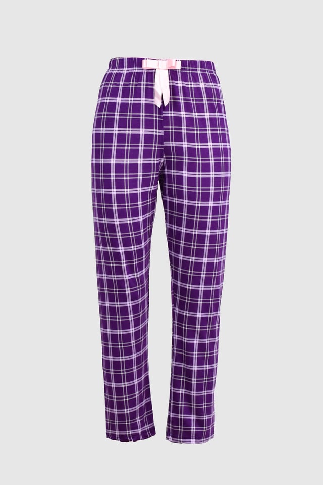 Uzun Kareli Mor Alt Pijama