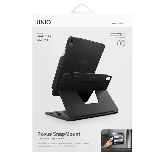 iPad Air 11 (2024)UNIQUNQ163Uniq Rovus Snapmount iPad Air 11 (2024) 360° Dönebilen Manyetik Standlı Koruyucu Case Tablet Kılıfı – Lacivert
