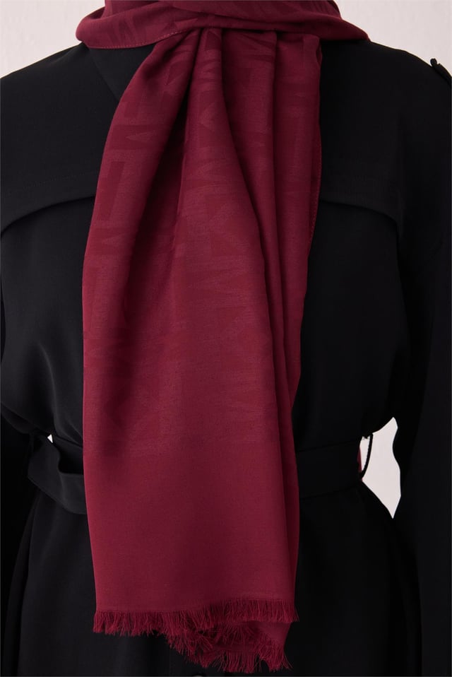 Belli Fresh Geometrik Desen Bordo Açelya Şal 1 - 656