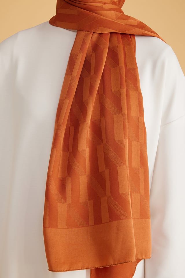 Belli Fresh Geometrik Desen Turuncu Capri Şal 3 - 247789
