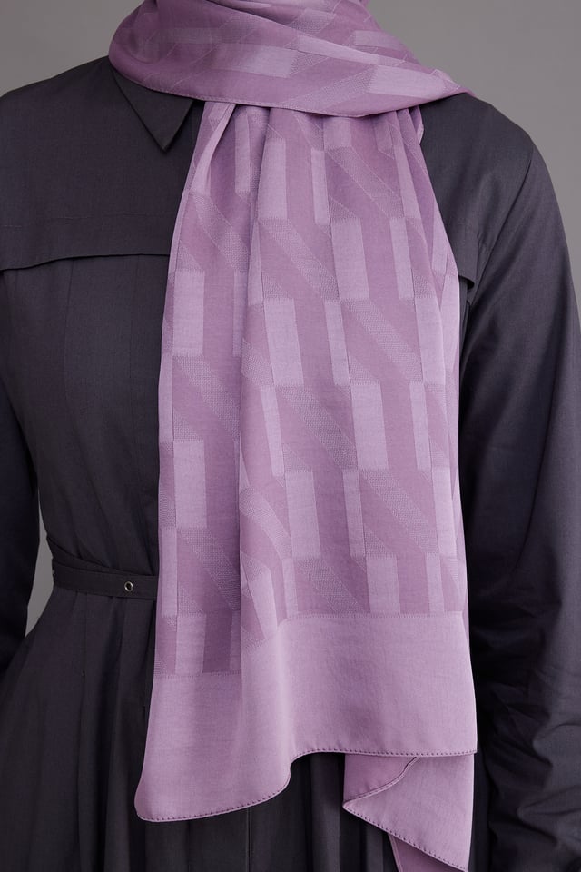 Belli Fresh Geometrik Desen Koyu Lila Capri Şal 3 - 247787