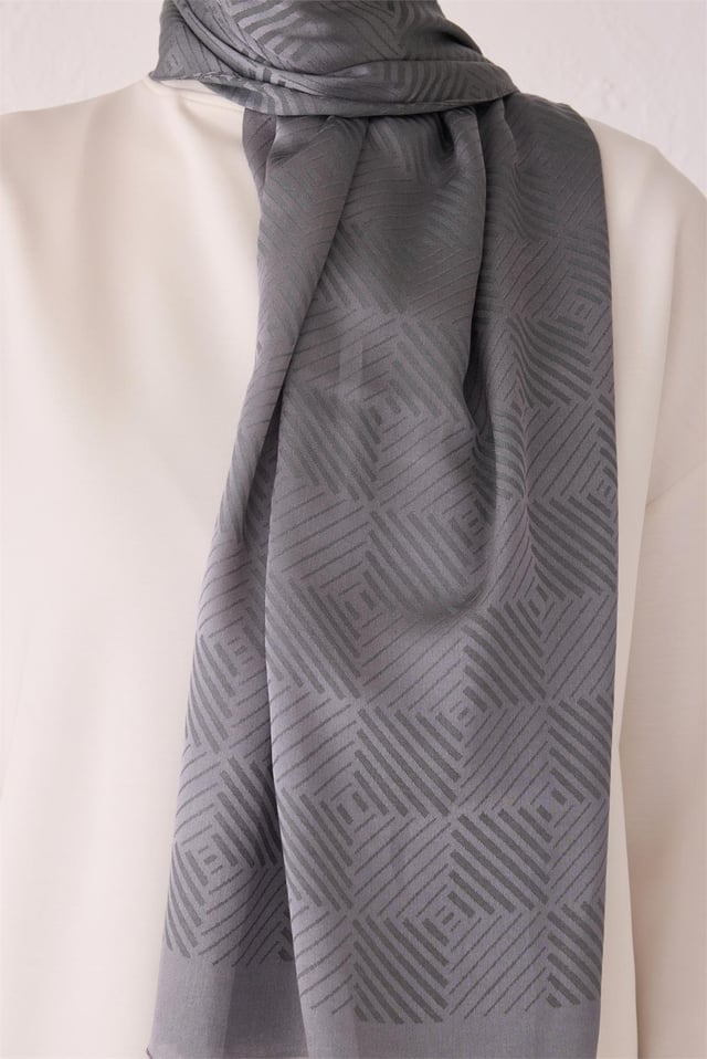 Belli Fresh Dama Desen Gri Liva Şal 4 - 18