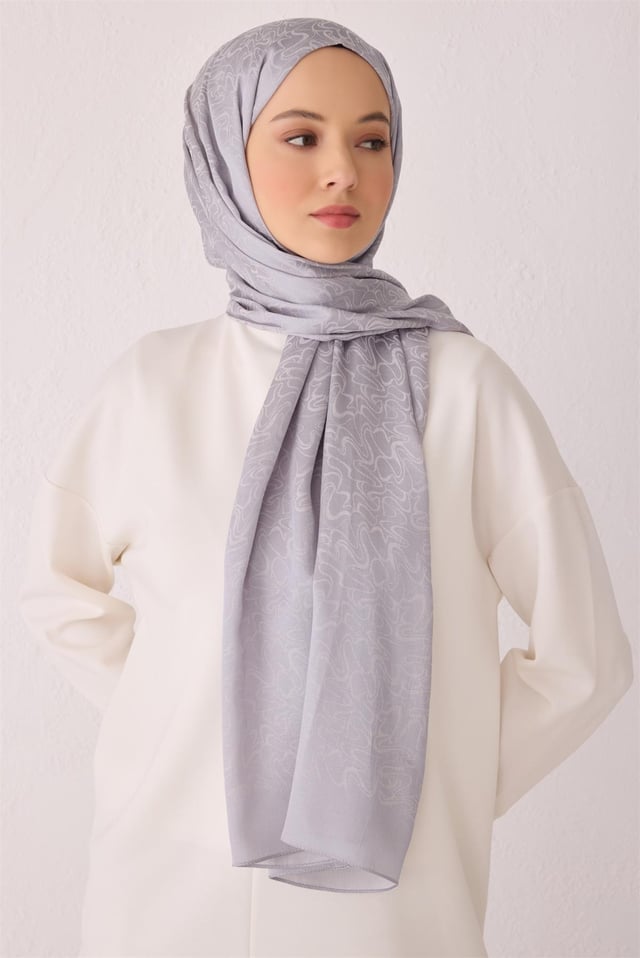 Belli Fresh Kıvrımlı Desen Gümüş Liva Şal 2 - 22