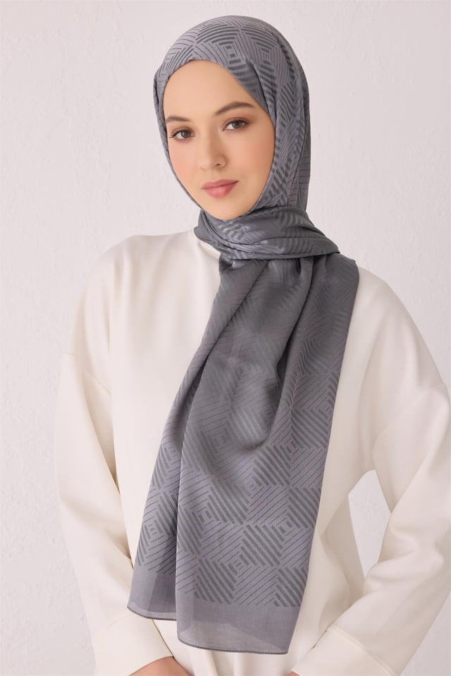 Belli Fresh Dama Desen Gri Liva Şal 4 - 18