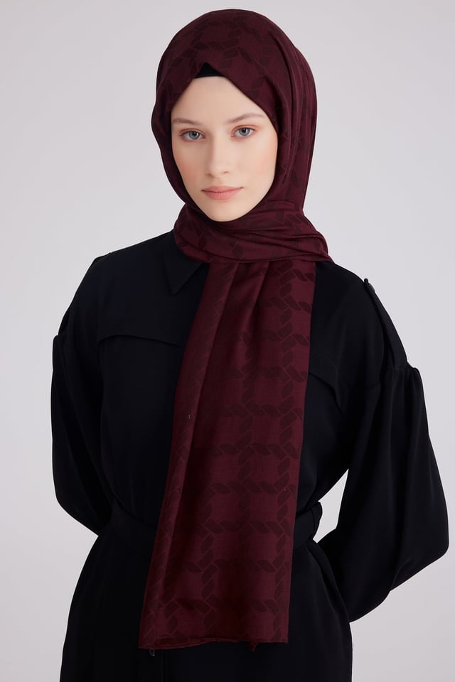 Belli Fresh Zincir Halka Desen Bordo Luna Şal 3 - 241853