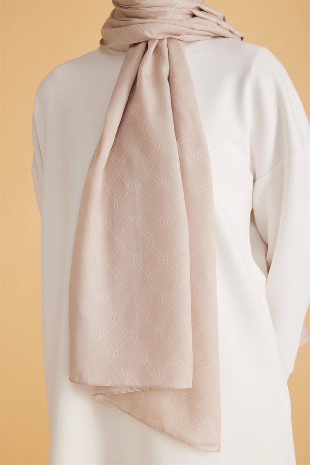 Belli Fresh Logo Desen Krem Monogram Şal 2 - 15